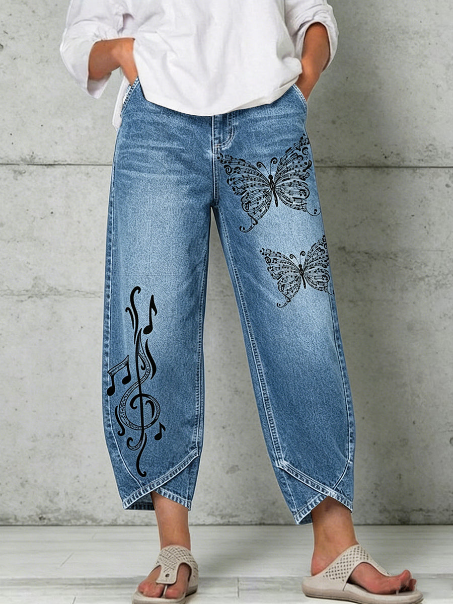 Damen-Tier musik Schmetterlings druck hose