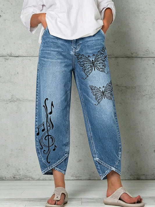 Damen-Tier musik Schmetterlings druck hose