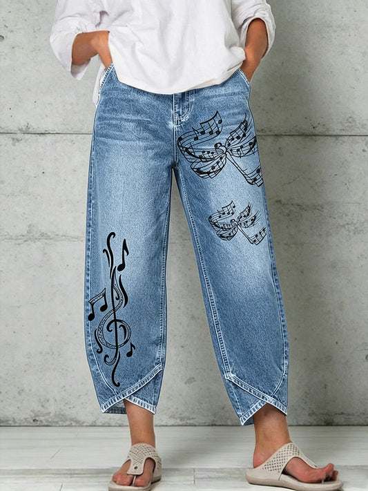 Frauen Tiermusik Libelle Print Hose