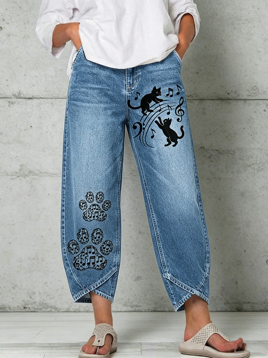 Damen-Tier musik Katzen druck hose