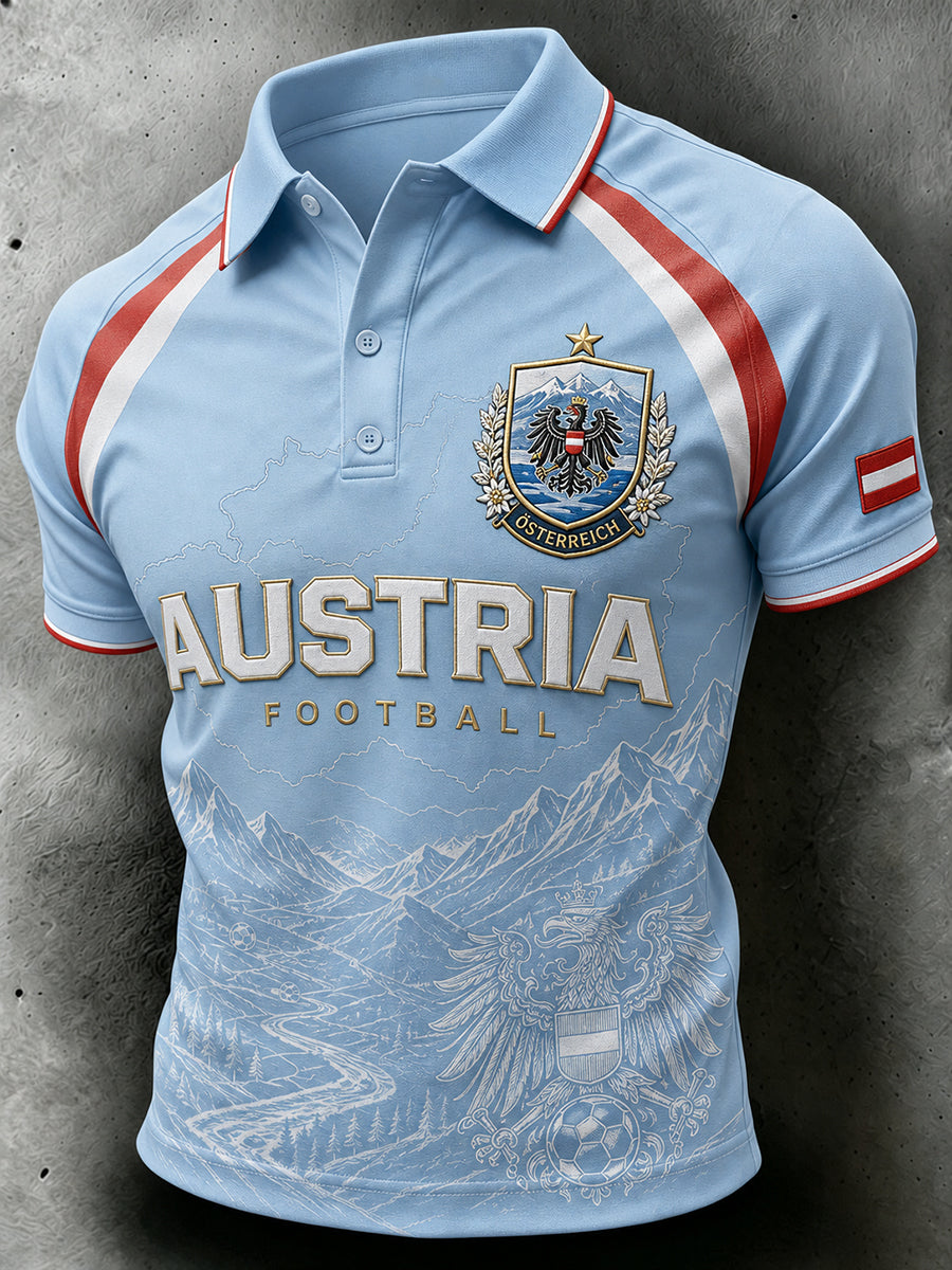 Herren-Poloshirt mit Österreich-Print