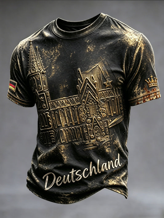 Herren-T-Shirt in Schwarz mit Berlin-Kulturfestival-Print im Vintage-Stil, lässig geschnitten