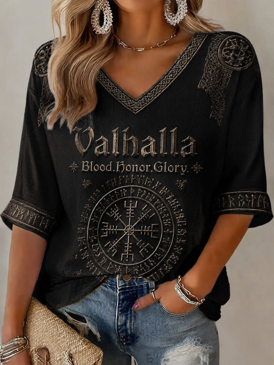 Damen Val halla Print Casual T-Shirt