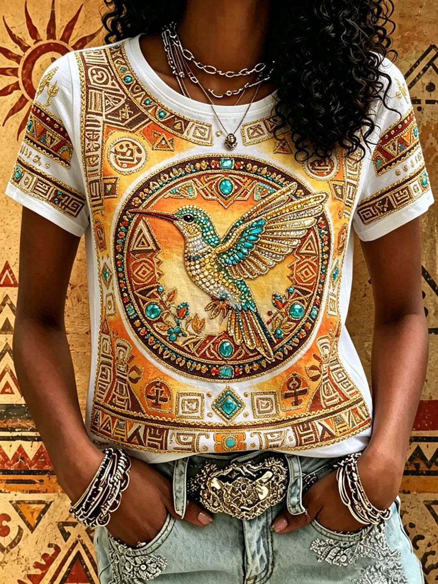 Lässiges T-Shirt für Frauen mit indigenem Print