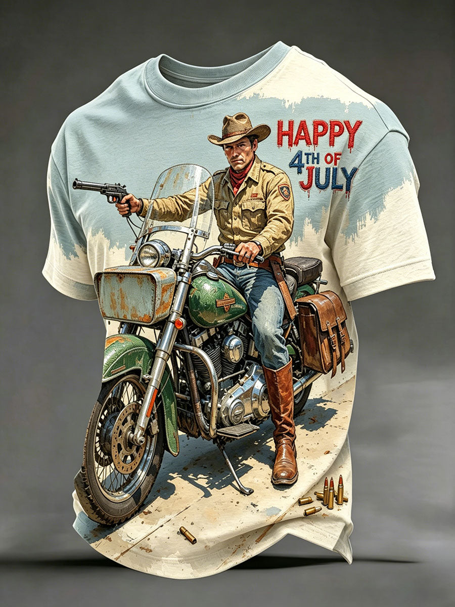 Herren Happy 4. Juli Western Style Motorrad T-Shirts