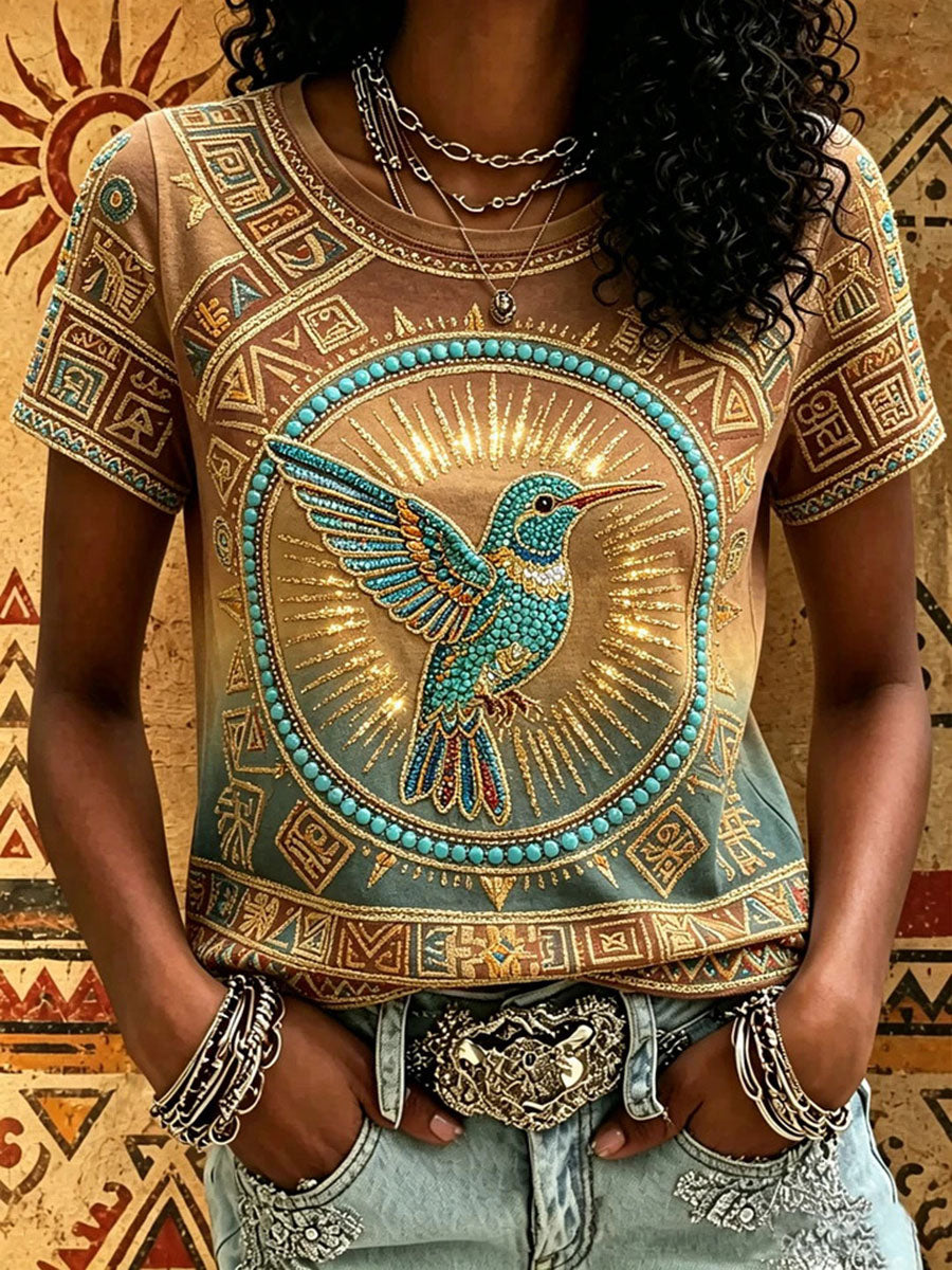 Lässiges T-Shirt für Frauen mit indigenem Print