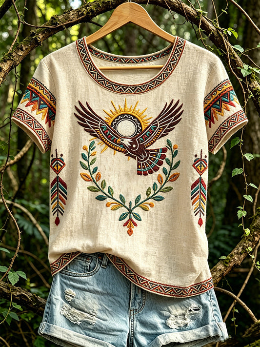 Casual T-Shirt für Frauen mit indigenem Tier muster in Nordamerika