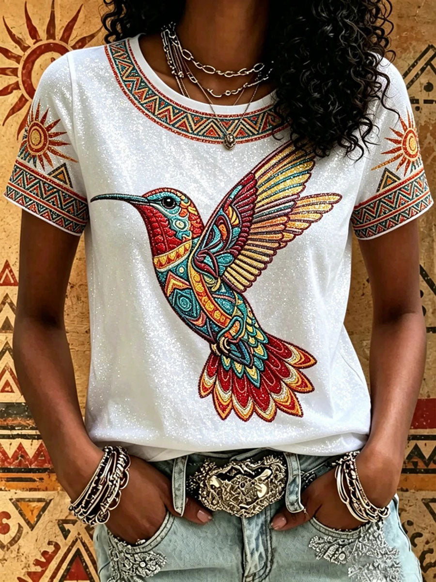 Lässiges T-Shirt für Frauen mit indigenem Print