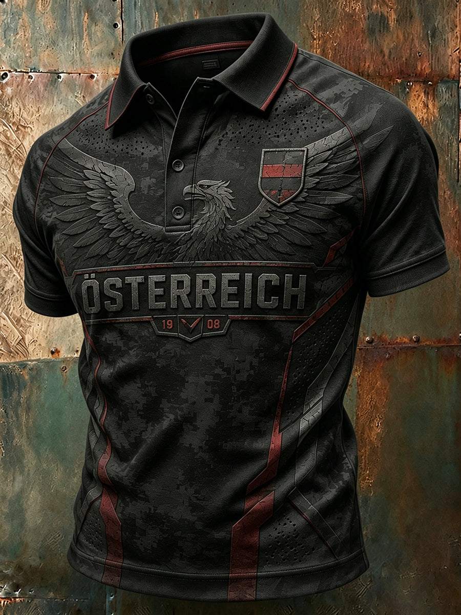 Herren-Poloshirt mit Österreich-Print