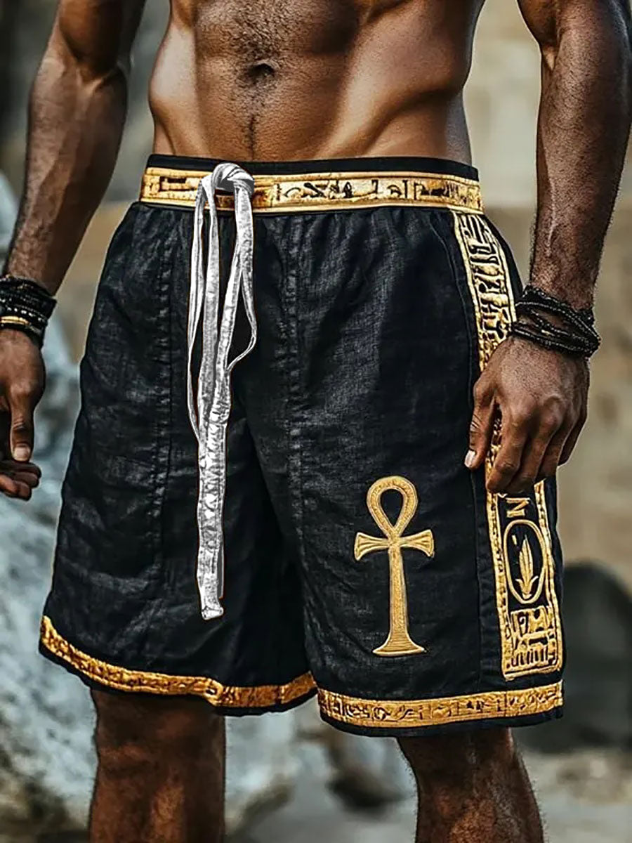 Lässige Herren-Shorts mit Druck des altägyptischen Kunststils
