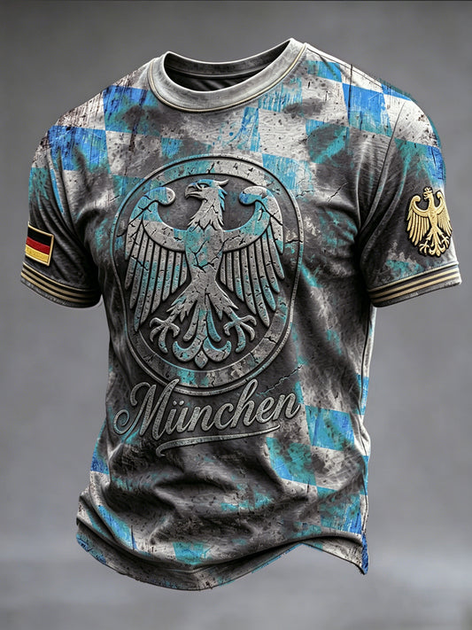 Herren Deutsch München Vintage Print Casual T-Shirt