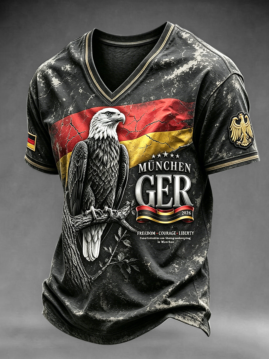 Herren München Vintage Print Deutsche Flagge Casual T-Shirt