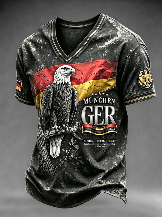 Herren München Vintage Print Deutsche Flagge Casual T-Shirt