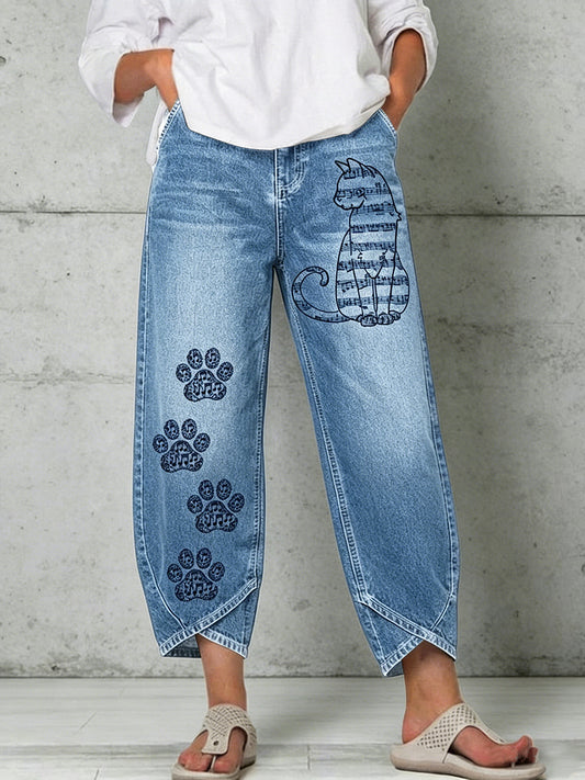 Damen-Tier-Katzen-Kunstdruck-Hose
