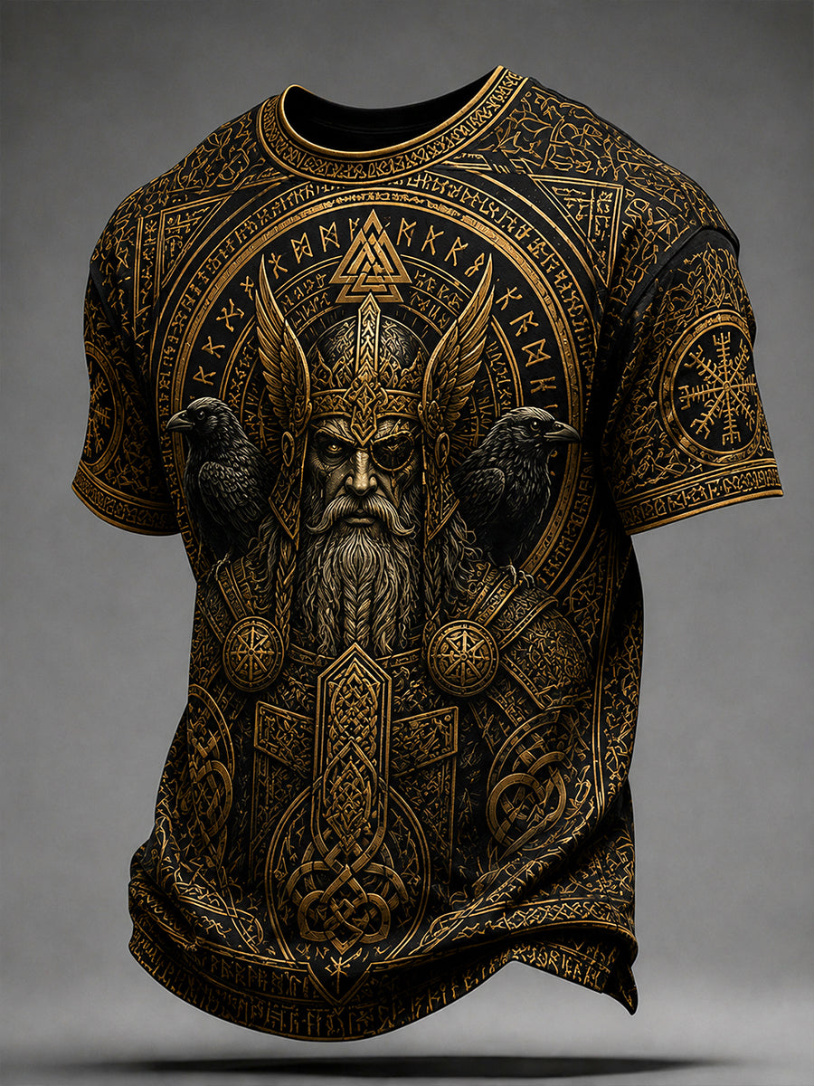 Herren-T-Shirt im Retro-Nordic-Stil mit norwegischem Kunstdruck