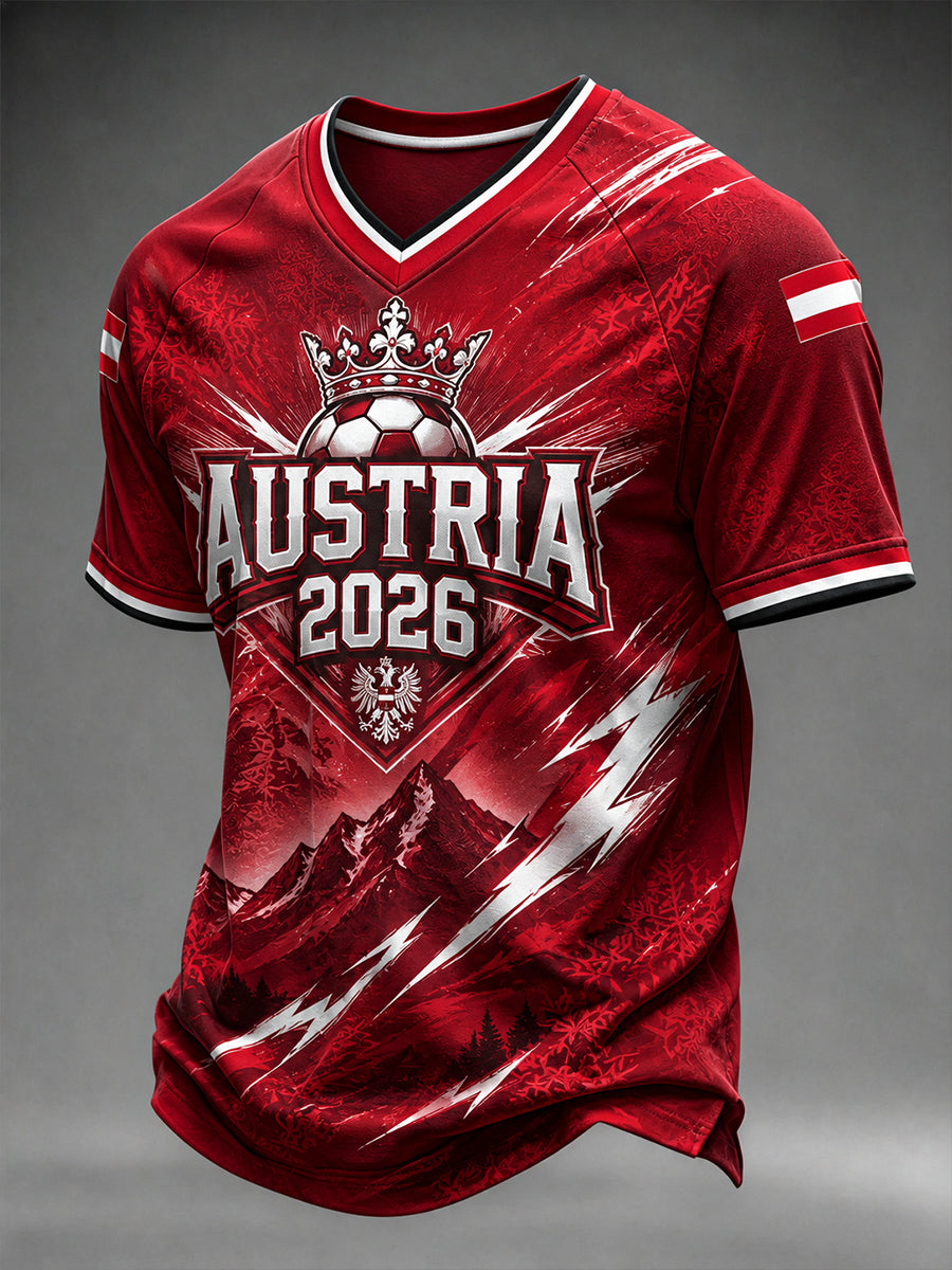 Herren-Fußball-V-Neck-T-Shirt aus Österreich