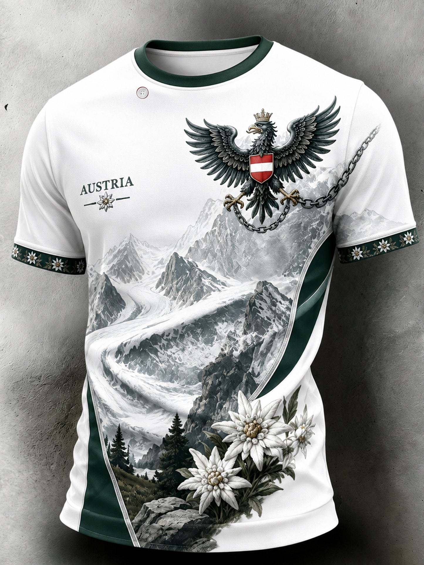 Herren-T-Shirt mit künstlerischem Aufdruck des österreichischen Nationalvogels (Jubel-Motiv)