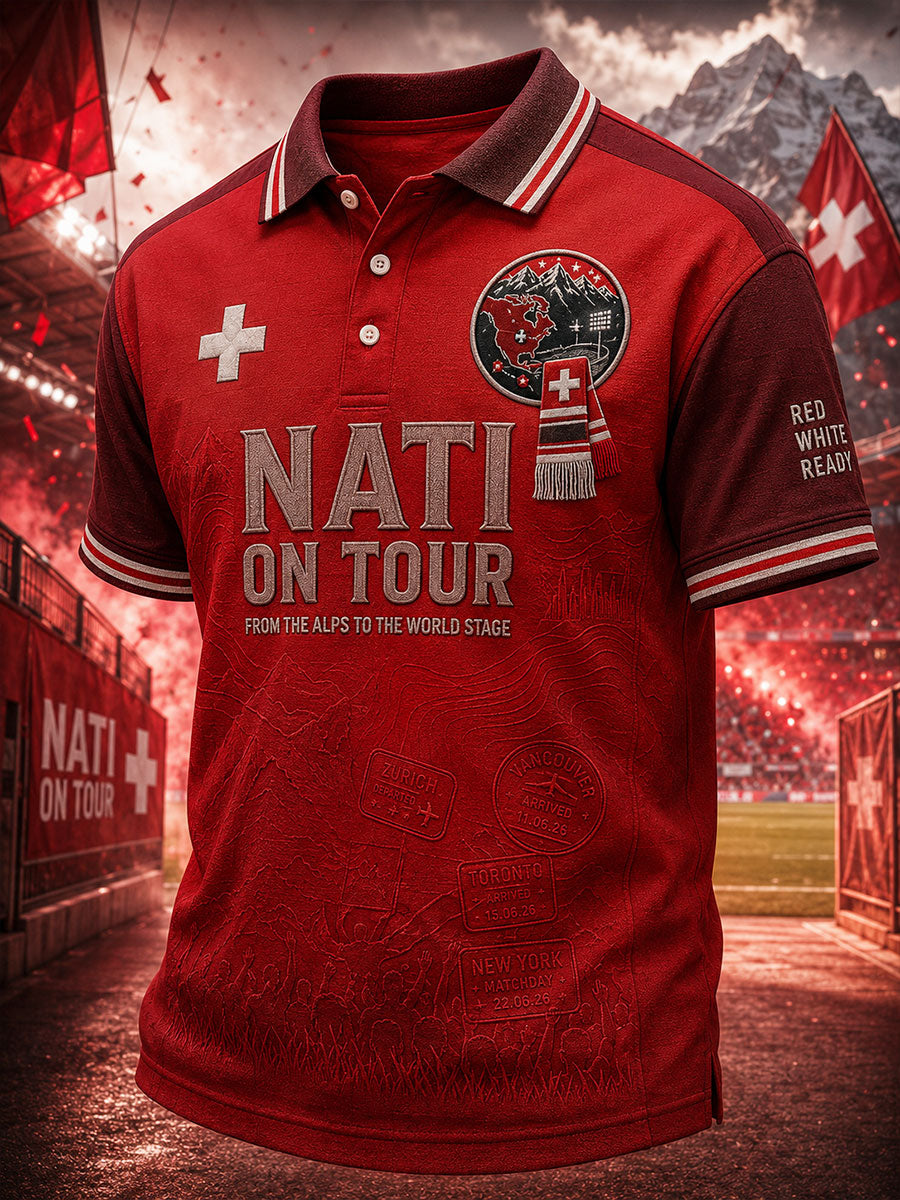Herren-Sportswear mit Schweizer Fußball-Liebhaber-Print, lässig geschnitten