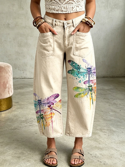 Damen-Tier-Libelle-Kunstdruck-Taschen hose