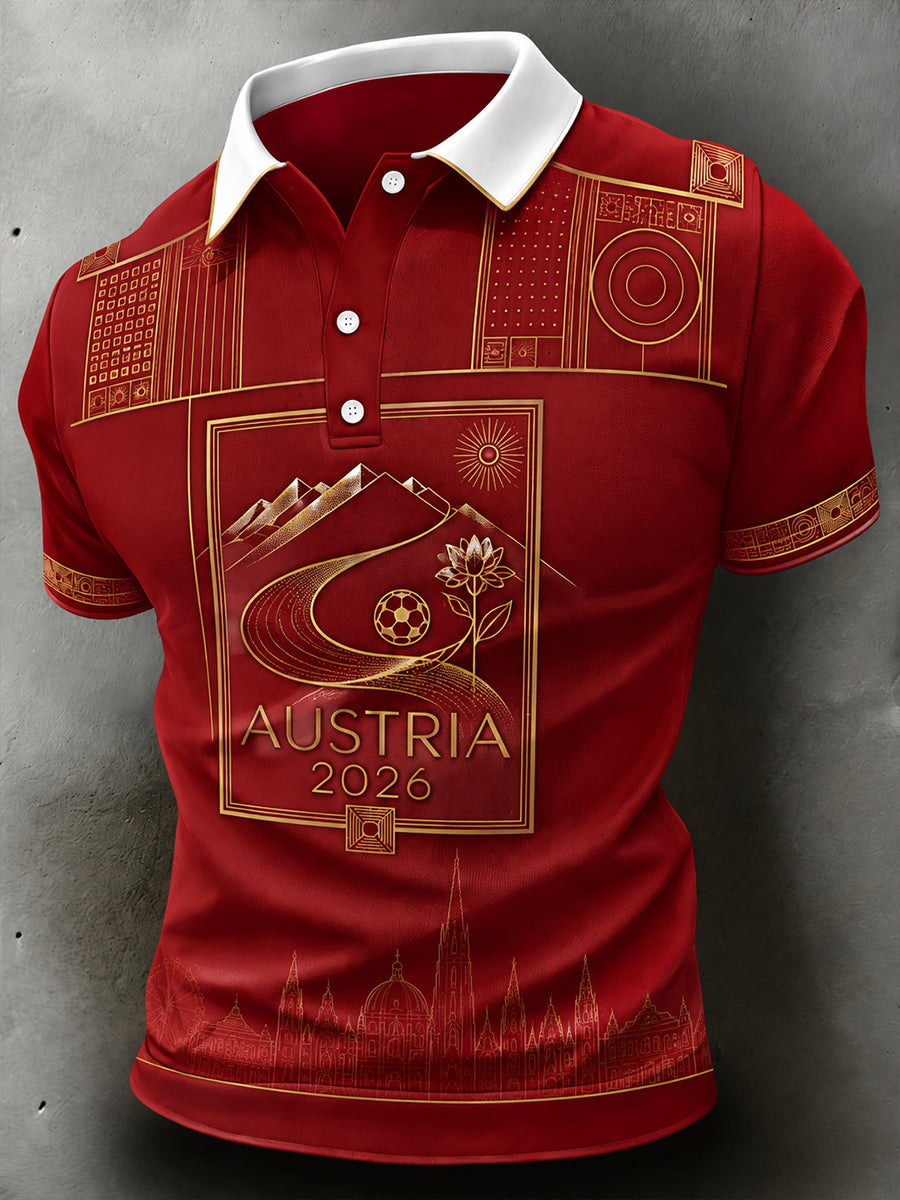 Herren-Fußball-T-Shirt aus Österreich mit kurzen Ärmeln