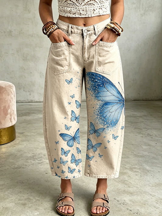 Damen-Tier-Schmetterlings-Kunstdruck-Taschen hose