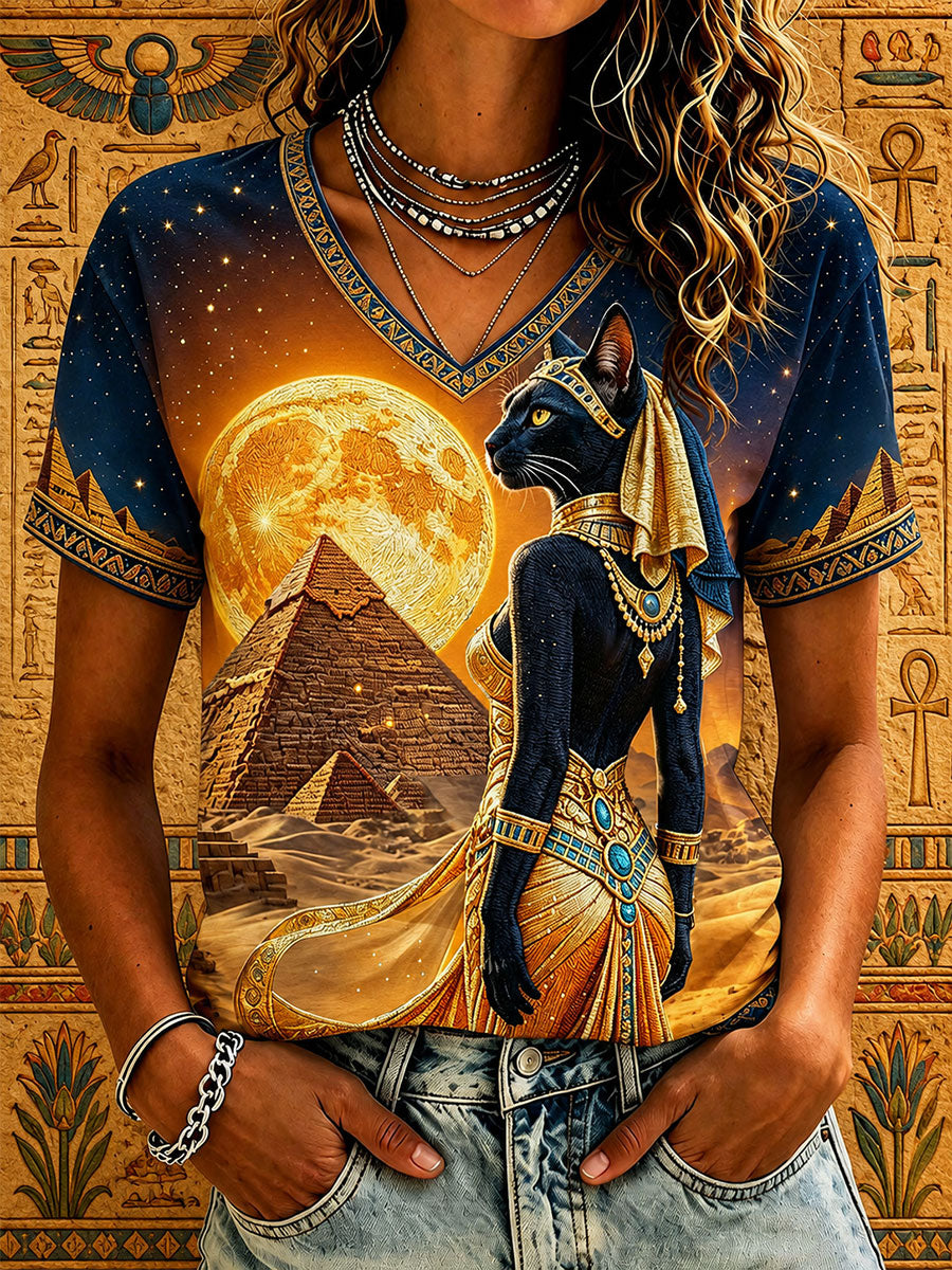 Frauen-T-Shirts mit Bastet aus dem alten Ägypten