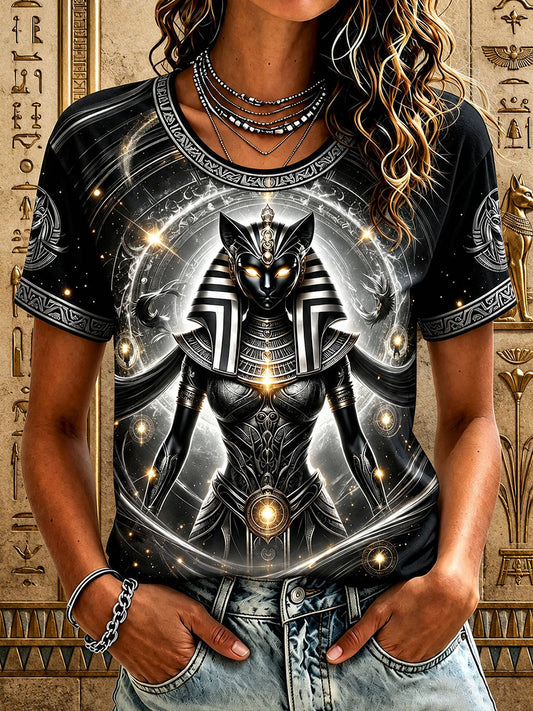Frauen-T-Shirts mit Bastet aus dem alten Ägypten