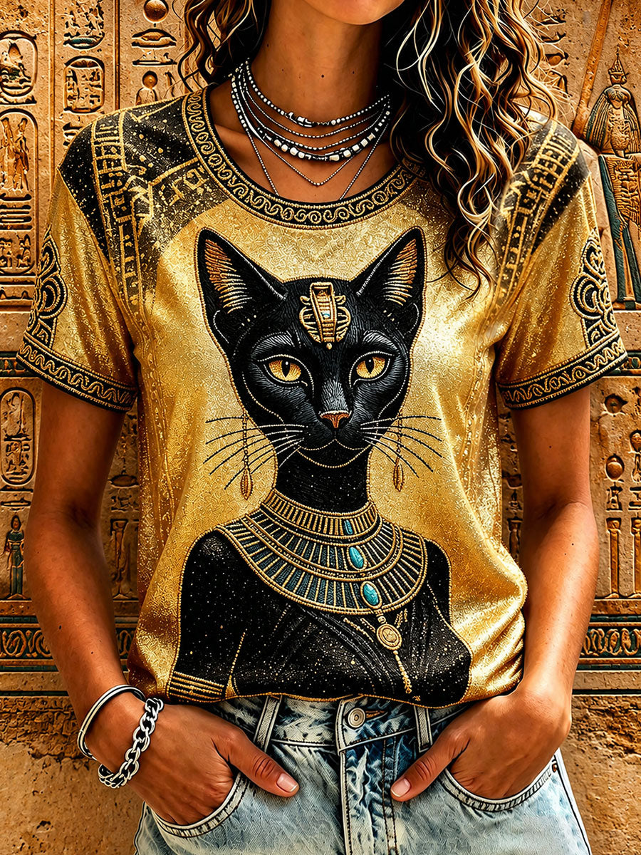 Frauen-T-Shirts mit Bastet aus dem alten Ägypten