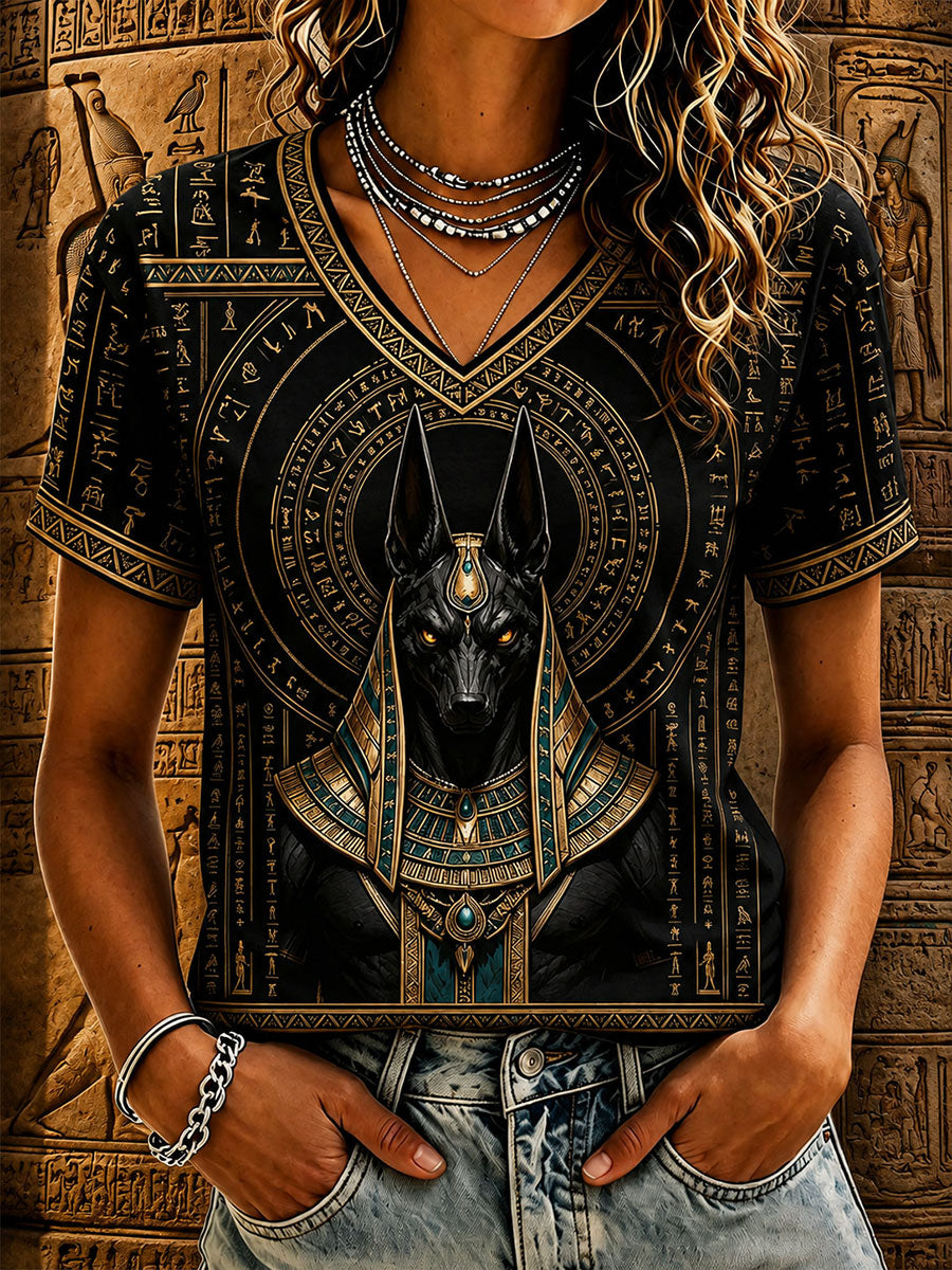 Damen-T-Shirts mit altägyptischem Anubis-Motiv