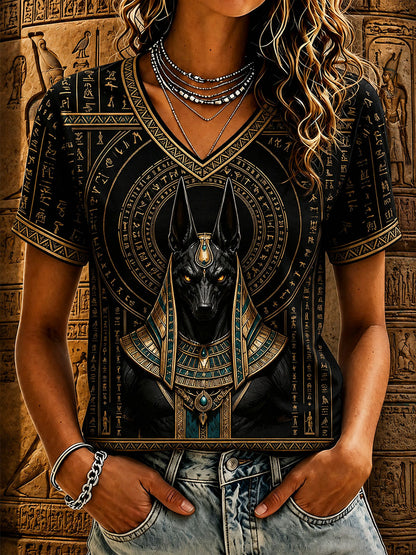 Damen-T-Shirts mit altägyptischem Anubis-Motiv