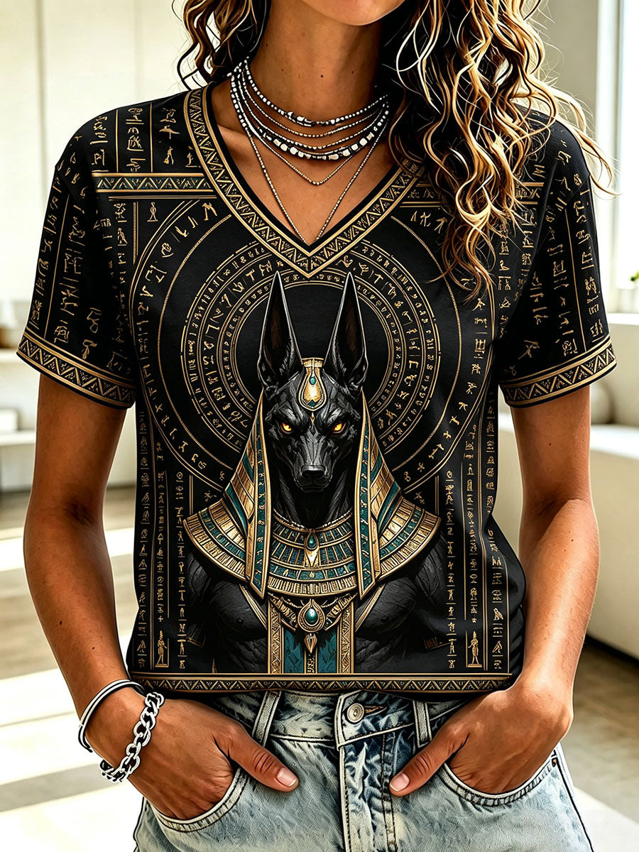 Damen-T-Shirts mit altägyptischem Anubis-Motiv