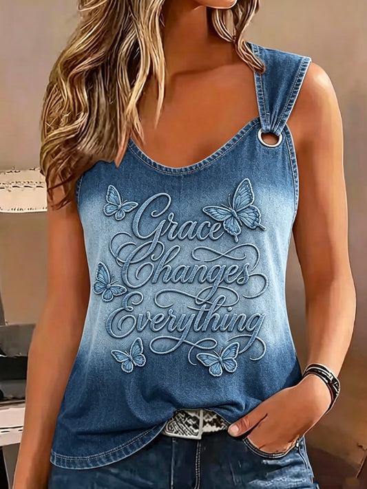 Damen-Retro-Tanktop mit Tier- und Schmetterlingsmuster, ärmellos