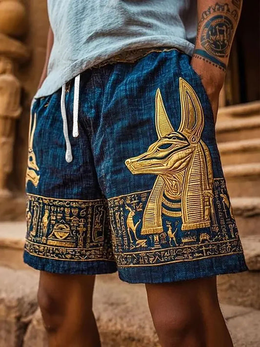 Lässige Herren-Shorts mit Druck des altägyptischen Kunststils