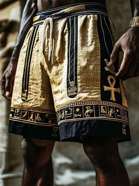 Lässige Herren-Shorts mit Druck des altägyptischen Kunststils