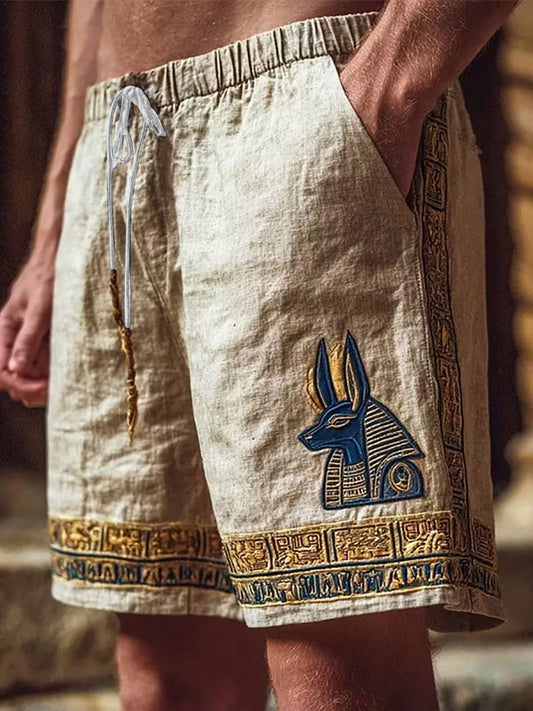 Lässige Herren-Shorts mit Druck des altägyptischen Kunststils