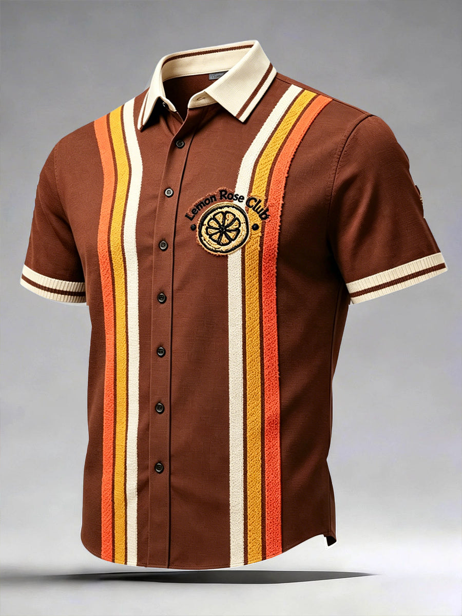 Herren The Stone Rose Vintage gestreiftes, lässiges Kurzarm hemd
