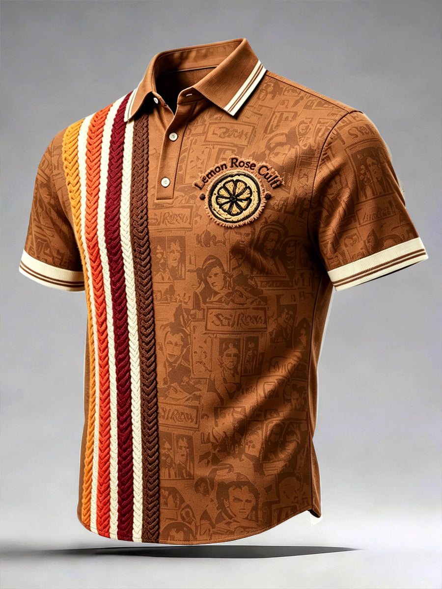 Herren The Stone Rose Graffiti Vintage Print Casual Polo Shirt