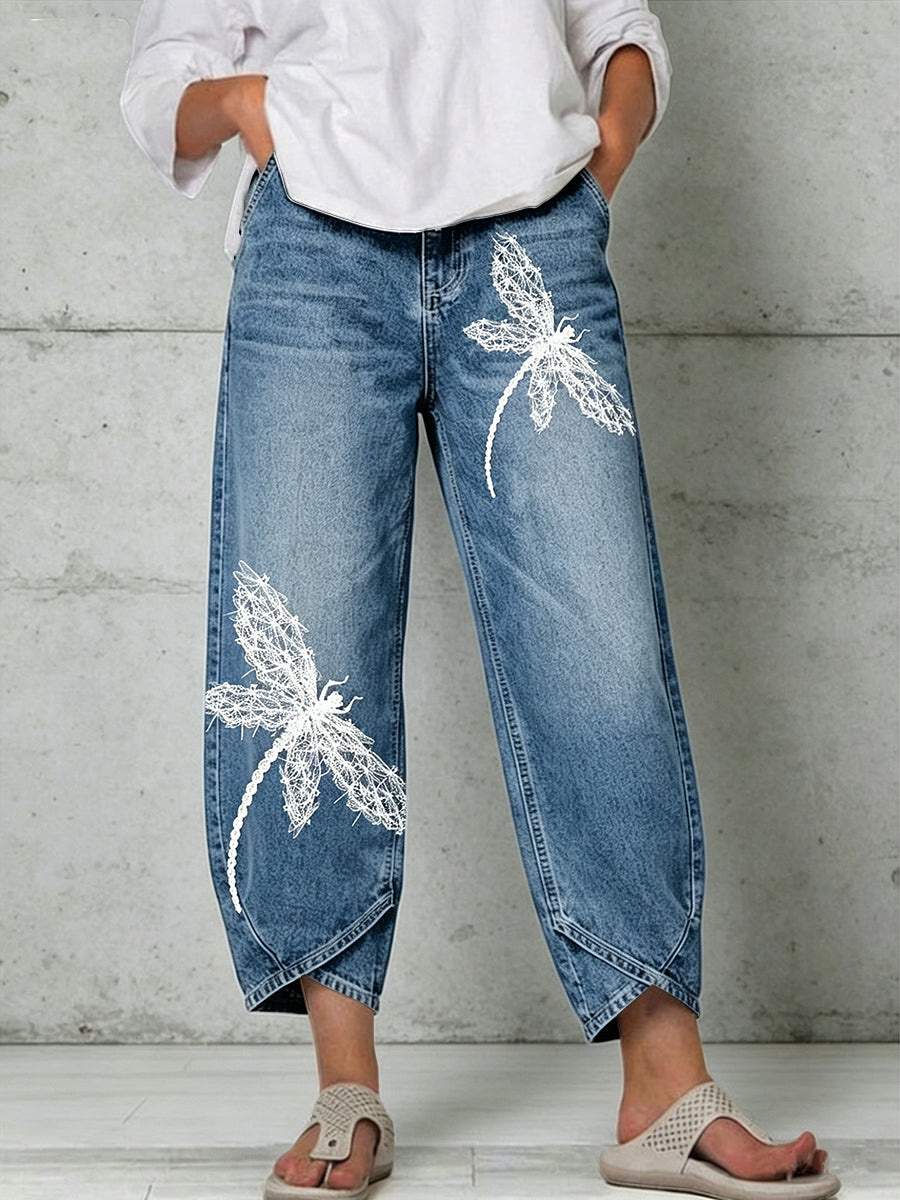 Damen-Tier-Libelle-Kunstdruck-Hose