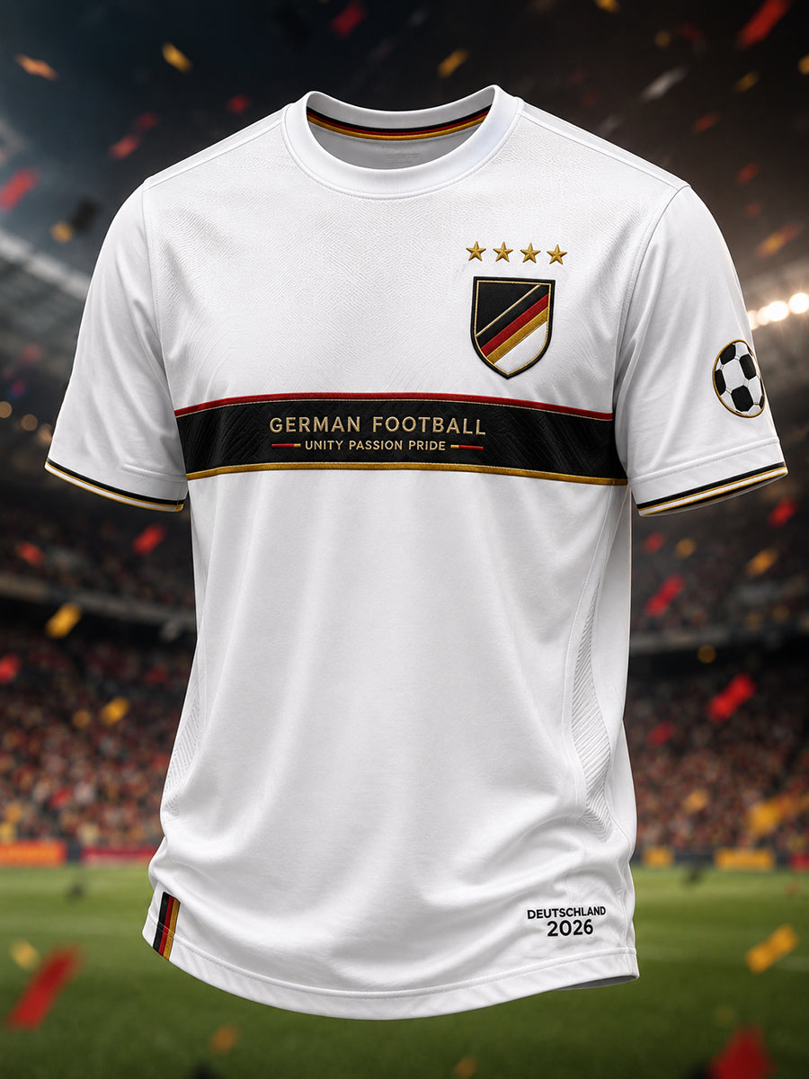 Herren-Fußballfan-T-Shirt mit 2026-Druck, deutschsprachig