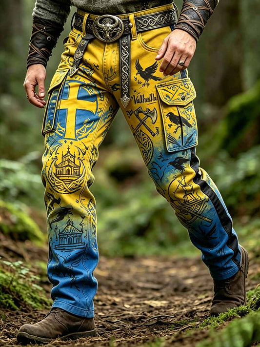 Herren Mode Viking Kunstdruck lange Hosen