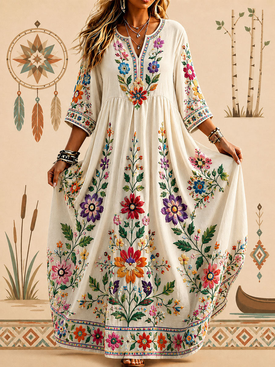 Freizeit kleid mit indigenem Print für Frauen