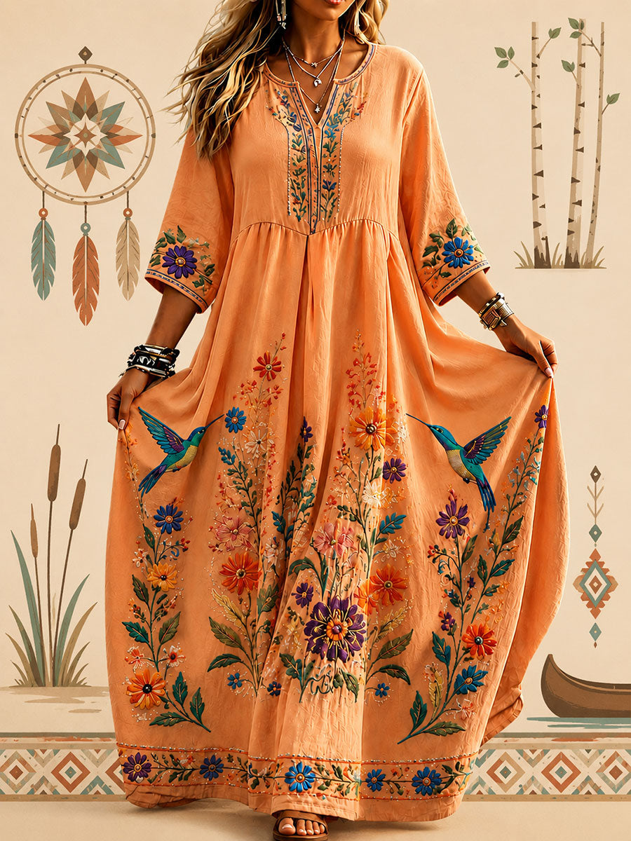 Lässiges Damenkleid mit indigenem Print