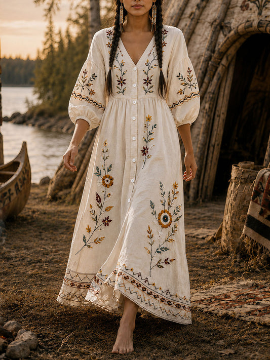 Lässiges Damenkleid mit indigenem Print