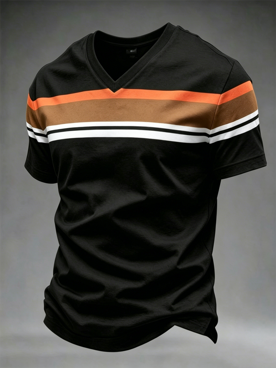 Retro T-Shirt mit V-Ausschnitt für Herren