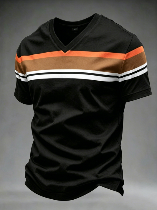 Retro T-Shirt mit V-Ausschnitt für Herren