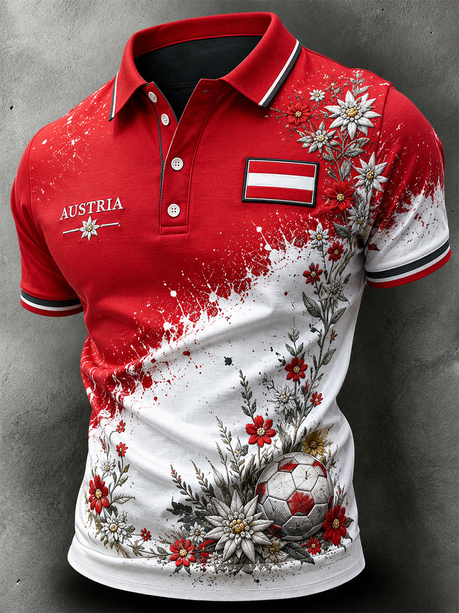 Retro-Österreichische Fußball-Fan‑Kunstdruck Lässiges Trikot