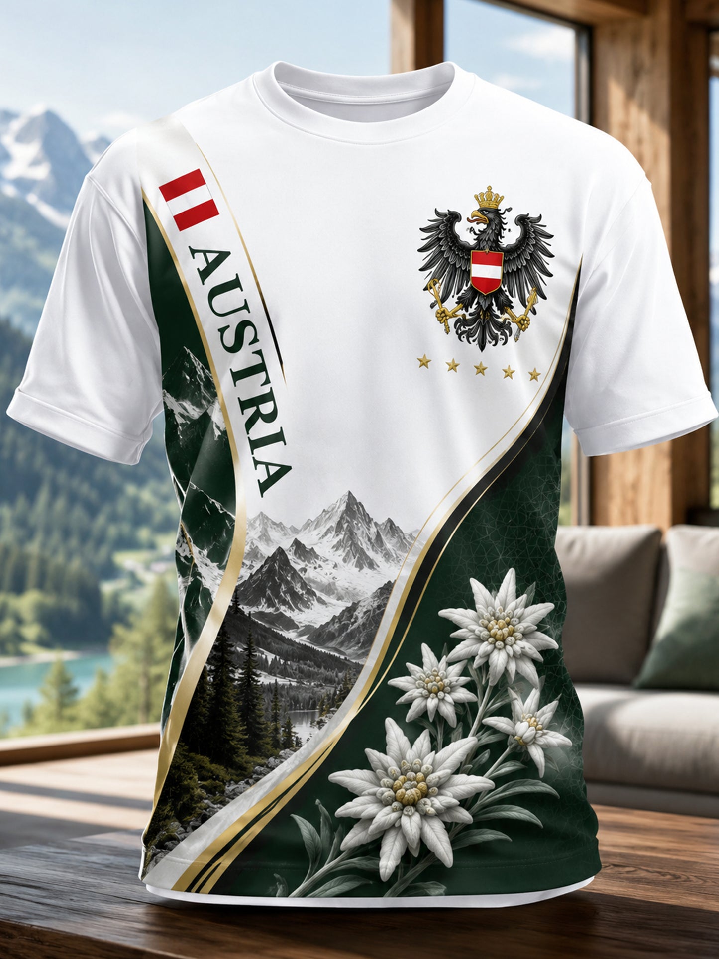 Herren-T-Shirt mit künstlerischem Aufdruck: Motive österreichischer Schneeberge