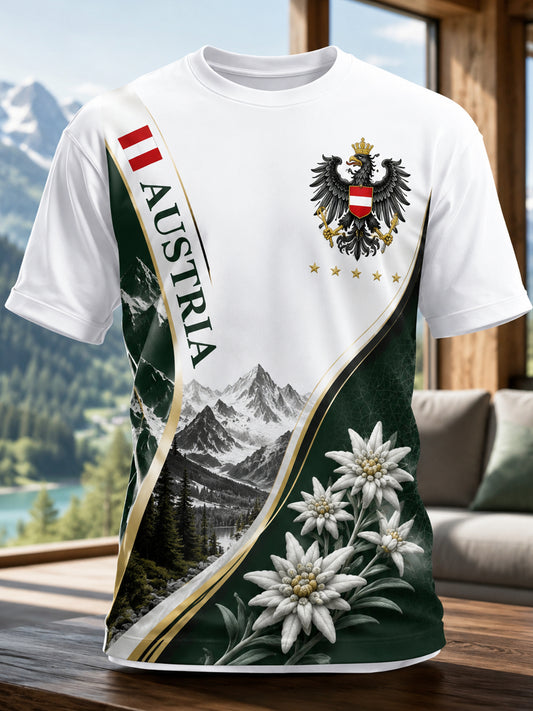 Herren-T-Shirt mit künstlerischem Aufdruck: Motive österreichischer Schneeberge