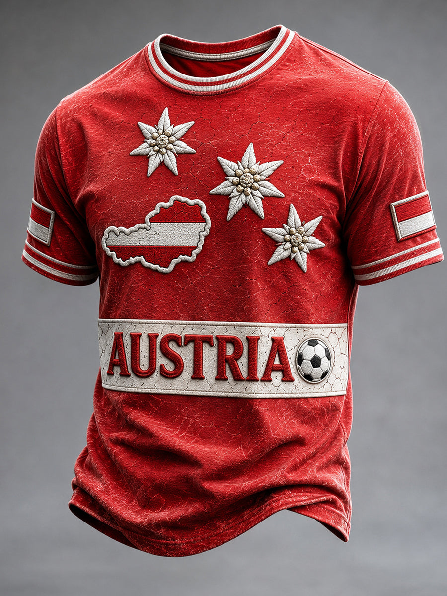 Retro-Österreichische Fußball-Fan‑Kunstdruck Lässiges Trikot