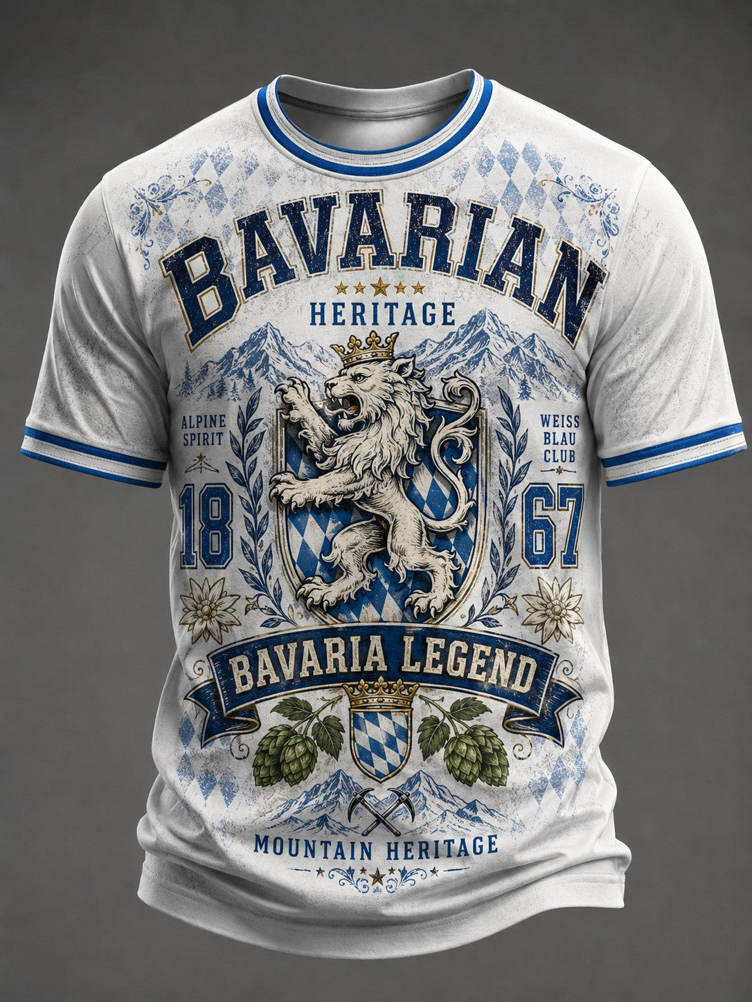 Herren-T-Shirt mit deutschem bayerischem Löwen-Print